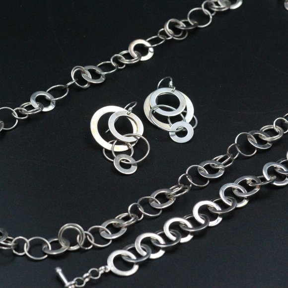 STERLING SILVER CA CANADA CIRCULAR NECKLACE SET - Picture 1 of 12